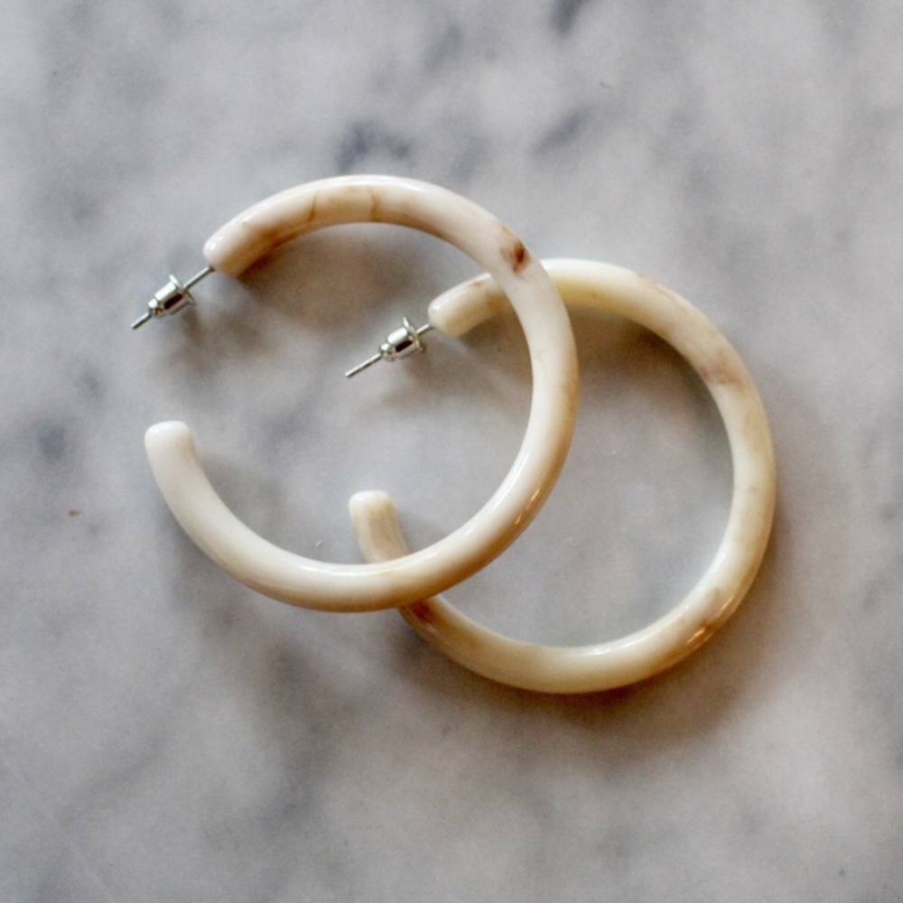 Cream Acrylic Hoops